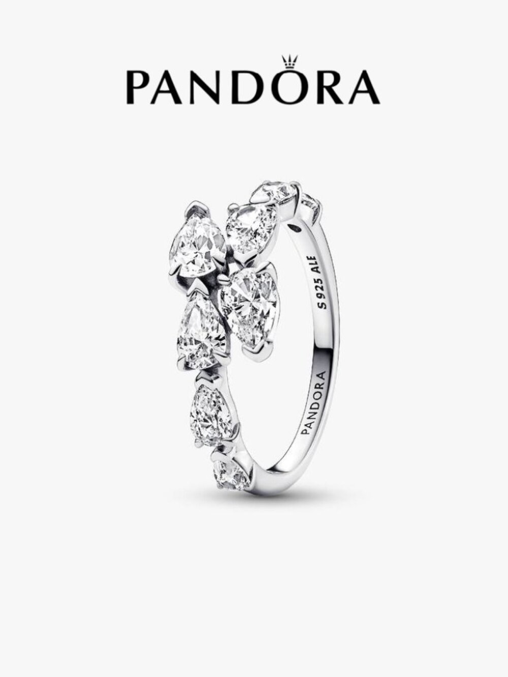 Pandora Sparkling Overlapping Band Ring